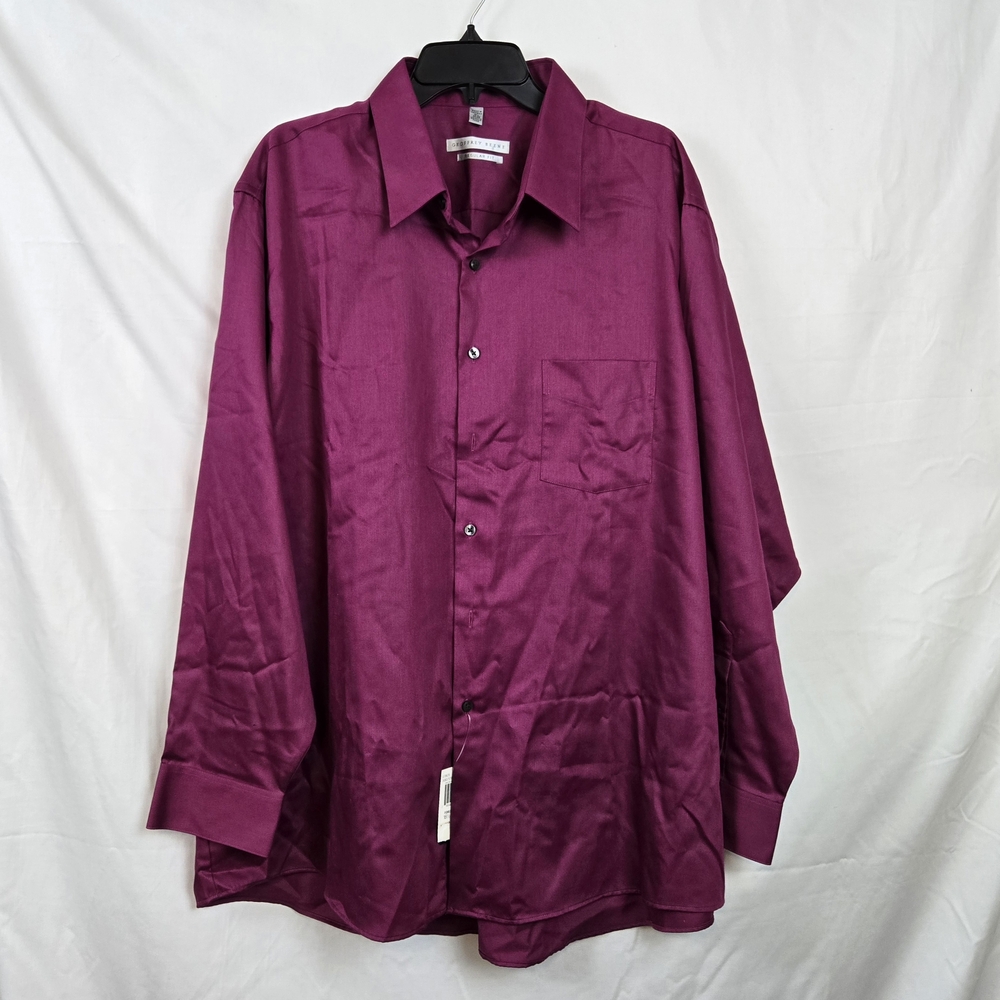 Geoffrey Beene Men Purple Long Sleeve Wrinkle Free Career Dress Shirt 18 1/2 NEW